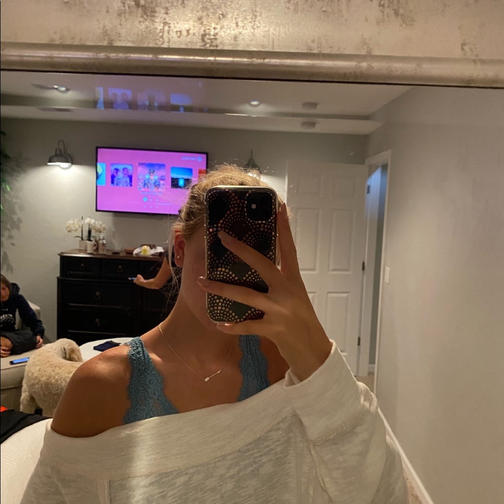 Free people white/cream long sleeve sweater